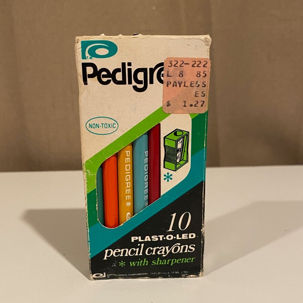 Pedigree Vintage Pencil Crayons 10-Pack‎ (No Sharpener) Retro Art Supplies